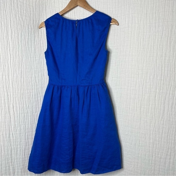 J. Crew Royal Blue Linen Fit and Flare Dress size 2 - Picture 2 of 5